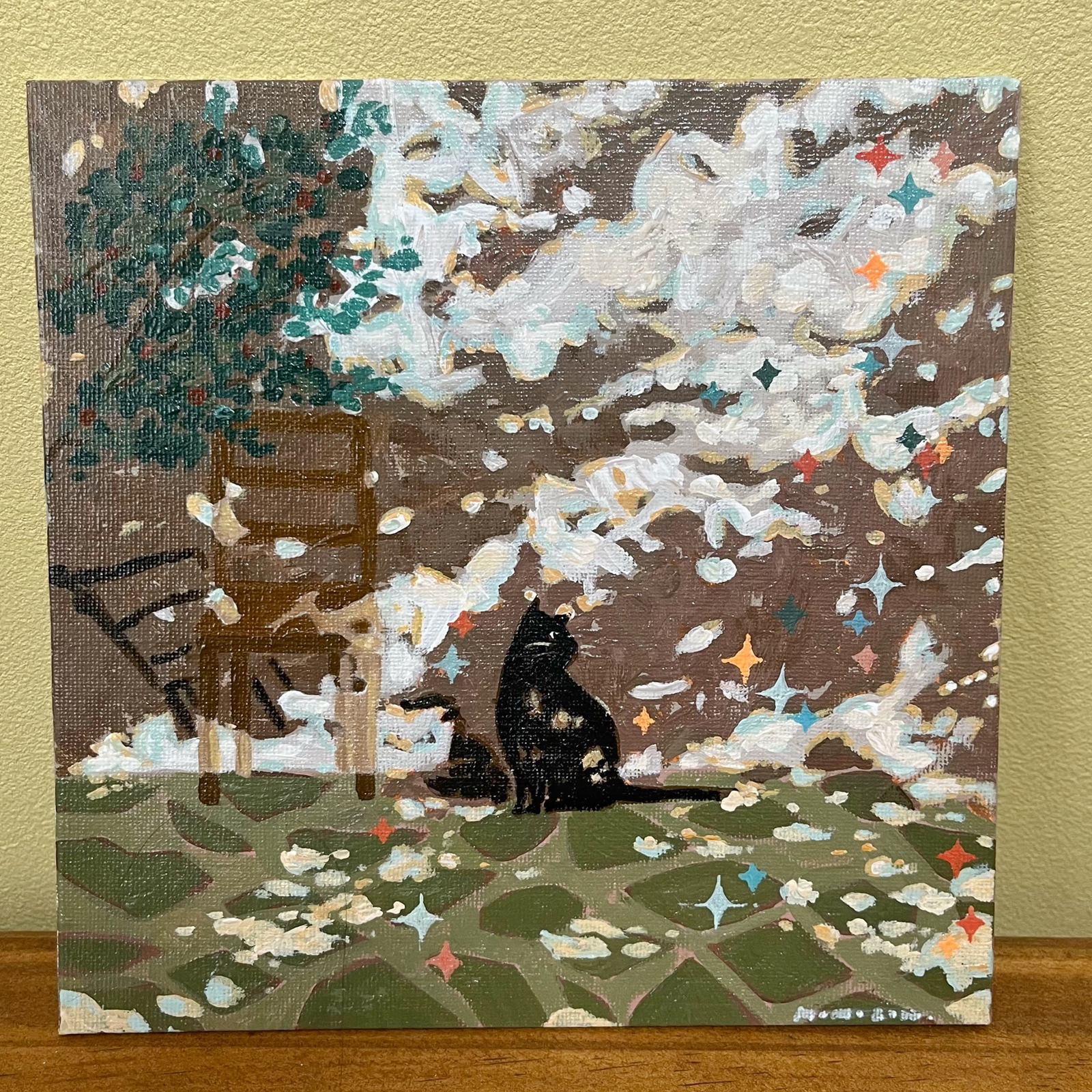 アクリル原画・キャンバスアート（おまけつき） 原画 絵画『ちょうちょのさんぽ』アクリル絵 キャンバスサイズF0