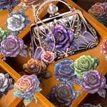 刺繍風　お花のフレークシール　20枚　diamond rose　[AR171]