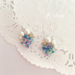 シェルパール ブルー ピアス or イヤリング