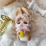 羊毛フェルト お昼寝シリーズ たち耳うさぎ 月 バッグチャーム