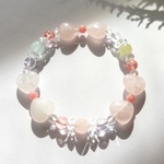 【Love Me Tender♡】 インカローズ ローズクォーツ モルガナイト アクアマリン グリーンベリル ラベンダーアメジスト 水晶 天然石ブレスレット