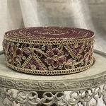 [実物のお色味と違う場合があります] インド刺繍リボン　花　インド刺繍　スパンコール　刺繍リボン　リボン　りぼん