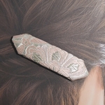 帯リメイク  バレッタ ヘアクリップ ライトピンク