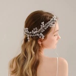minne限定 ＊ 〖H9〗 ブライダル カスミソウ カチューム カチューシャ リボン 小枝 ヘッドアクセサリー