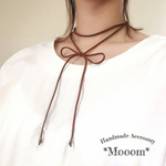 送料無料！【再々…販】《ブラウン》スエードチョーカー /２連リボン