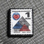 アップサイクル　チェコスロバキア　切手ブローチ2489