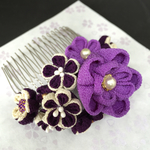 つまみ細工 紫花のコーム