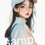 349  女の子　透明感　カジュアル　おしゃれ　クール　リアルイラスト　人物ステッカー　コラージュ素材