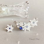 雪の結晶のイヤーカフ　つまみ細工　正絹羽二重　シルク