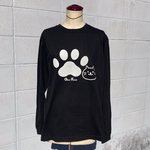 ネコのぷくぷく肉球長袖Tシャツ/リブあり【ブラック】