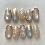 no.199 エレガントニュアンス　マグネットネイル　フラワーネイル　ダイヤモンドフラッシュ　enoi ブライダルネイル　前撮り　オーロラネイル