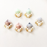 《再販2》マーブル ×  パール ピアス【pink】