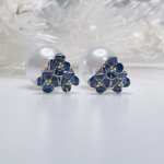 【受注制作】花ピアス(ネイビー)