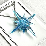 閃く星のネックレス　ブルー　（レジンアクセサリー）