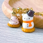 くまさん雪だるまのケーキとピンクツリーのイヤリング/ピアス