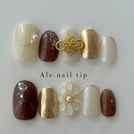 上品振袖ネイルチップ　No.174成人式　袴　卒業式 普段使い　ウェディング　前撮り　上品　ミラー