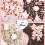 ローズガーデン♡ヘアクリップ(ピンク) ロリータ メイド 量産型 地雷 プレゼント 推し活 ヲタ活 病みかわ ヘアメ 双子 カラバリ リボン りぼん 黄緑 小花柄 バラ ばら 薔薇
