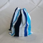 巾着袋　マルチストライプ ブルー