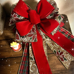 クリスマス　リボン飾り　ツリートップ　クリスマスツリー　クリスマスリース　オーナメント　ラッピング　クリスマスリボン　ツリートップリボン