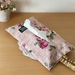 ＊箱なしティッシュカバー＊エコティッシュカバー ローズピンク 薔薇  