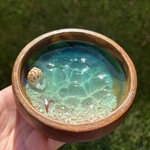 【訳あり】浅瀬の小物入れ　アカシアボウル　レジン　波紋　砂紋　水面　アカシアトレー　海　南国　珊瑚　No.941