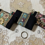 インド刺繍ブレード付きミニポーチ☆黒地