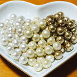 【再販×5】<24粒> 秋冬カラー① 国産コットンパール ホワイト キスカ ベージュ 8㎜玉