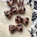 【2粒】29×16mm/ブラウン/レオパード/リボンビーズ