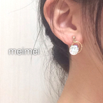 ムーンオーロラピアス*イヤリング*樹脂ノンホールピアス*