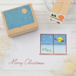 クリスマス 夜の窓 のはんこ