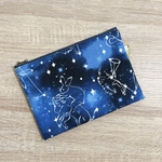 【2024/12/14販売】鳥獣戯画×星座柄（ブルー）のフラットポーチ