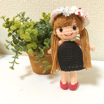 [no.0039]　【ゆめぐるみ】花冠×黒ワンピ　【あみぐるみ】