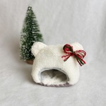 ハムスターのあったかテント⛺ホワイトベア　クリスマスリボン