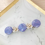 カボションヘアクリップ　紫　花　大ぶり