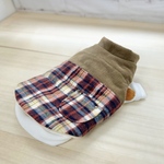 【Mサイズ】　犬服　アウター　ベスト　ダウンベスト　チェック　赤　キャメル　冬　冬服　ペットウェア　ドッグウェア　おしゃれ　かわいい　あったかい　防寒　