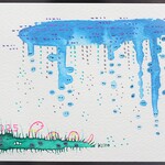 雨と茄子と苔玉とヘビの年賀状