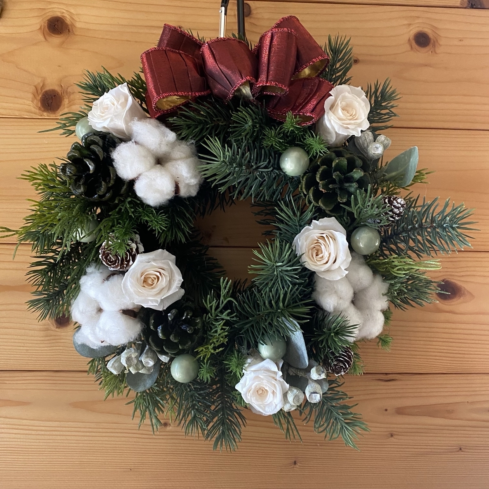 生花好きのクリスマスリースフラワーギフト　アーティシャル　フラワーアレンジメント