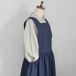【SALE】〈Anne〉コットンワッシャーの2wayエプロンドレス(ネイビー)