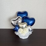ハートbirthday　ネイビー&シルバー　お誕生日　大人