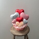 ハートbirthday　レッド&ミルキーピンク　お誕生日　可愛い