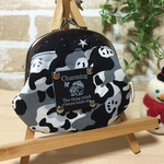 迷彩パンダのポケット付きぺったんこがま口(モノトーン)