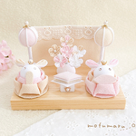ふんわりカラーのうさぎひな(ピンク×ベージュ)【ひな祭り　初節句　ひな人形】