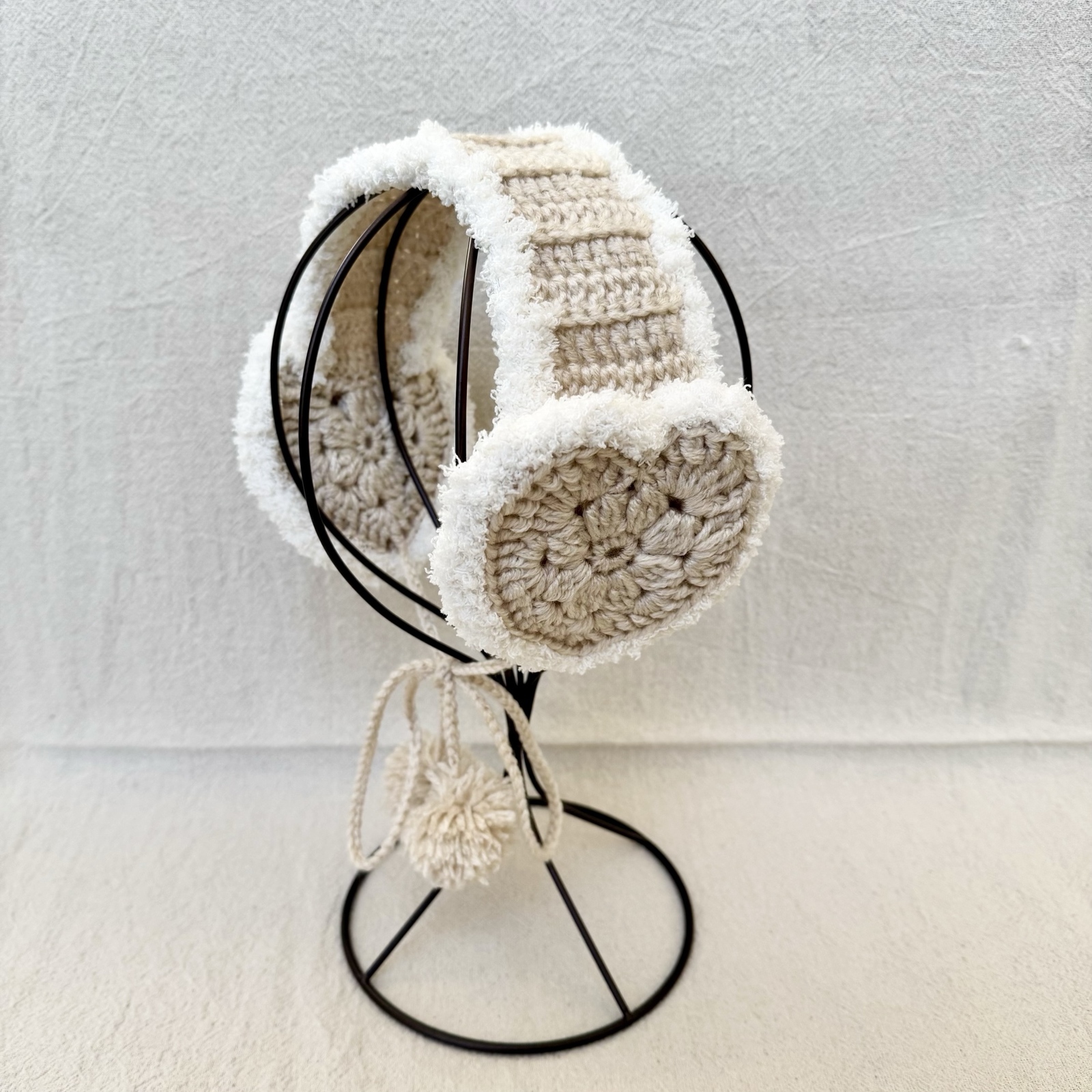 ハンドメイド イヤーマフ オーダーメイド 天使の羽 ハート リボン