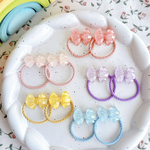 《2個セット》　リボンヘアゴム　/   キッズヘアアクセサリー　キッズヘアゴム　ベビーヘアアクセサリー　ベビーヘアゴム　ヘアゴム　リボン　りぼん　ピンク　黄色　イエロー　水色　紫　ピンクヘアゴム　