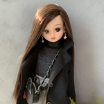 ⭐︎シンプルチェスターコート　ブラック　ロング　リカちゃん服　リカちゃんアウトフィット
