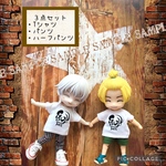 ねんどろいどどーる　服　３点セット　プリント白Tシャツ&ズボン&短パンno.11