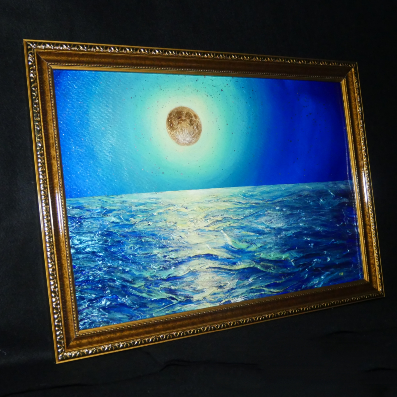 油絵 油彩 油彩画 絵 絵画 【月の海】 - HR | minne 国内最大