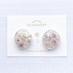 ドライフラワー レジン ハンドメイド 花 鉱石 ストーン ピアス イヤリング