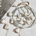 ☆再入荷【1pc】天然石ハートコネクター　ハウライト