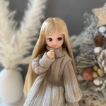 ⭐︎ハイタートルニットミニワンピース　ベージュ　リカちゃん服　リカちゃんアウトフィット